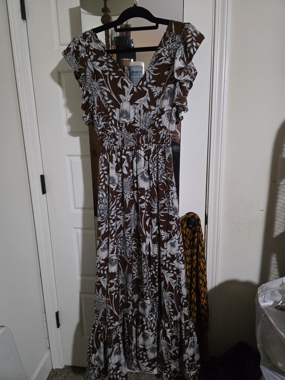 Express Brown and White Floral Maxi Dress